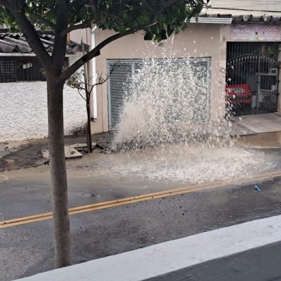 Vazamento de água é registrado em rua de São Bernardo do Campo