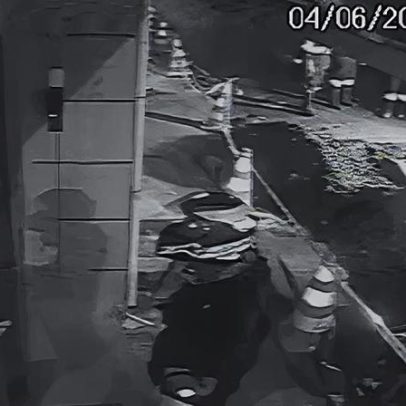 Vídeo mostra vazamento de gás durante obra da Sabesp em SP