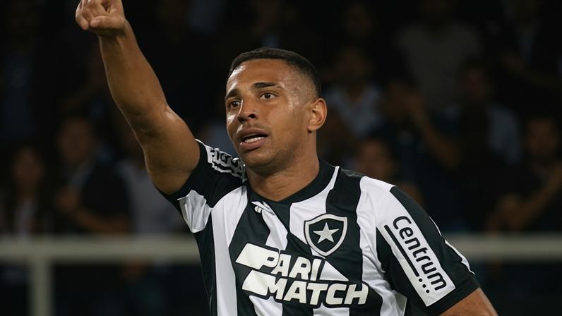 Victor Sá comemora gol do Botafogo sobre o Inter em partida do Campeonato Brasileiro
