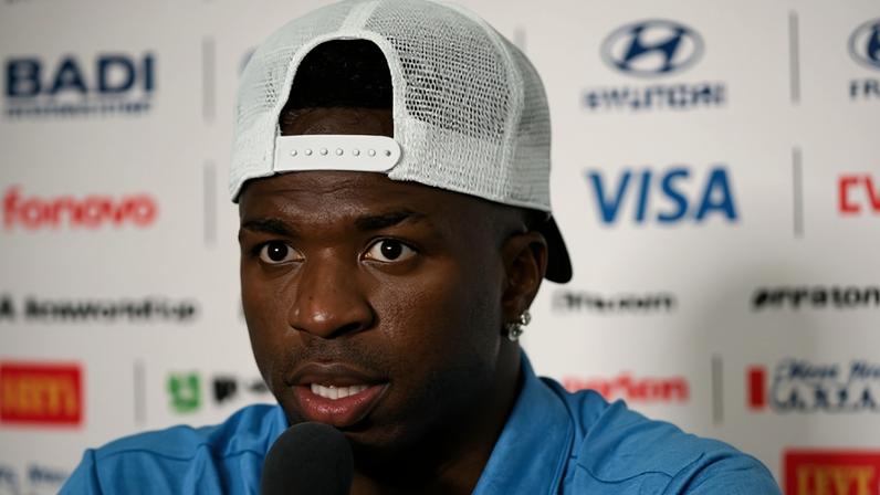 Vini falando em coletiva