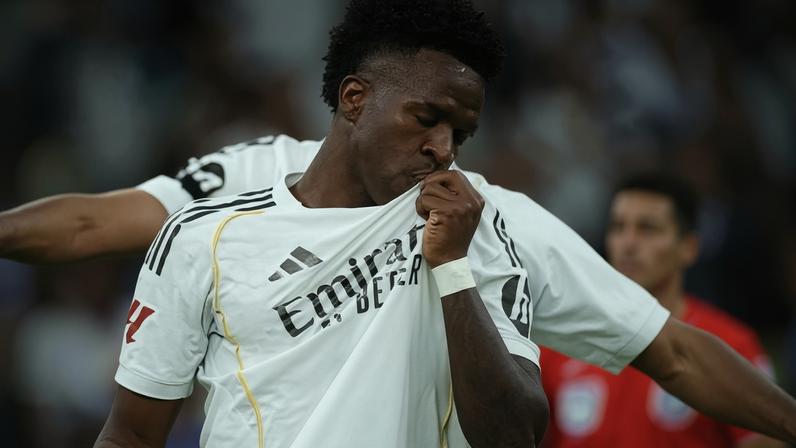 Vini Jr. comemorando gol marcado pelo Real Madrid