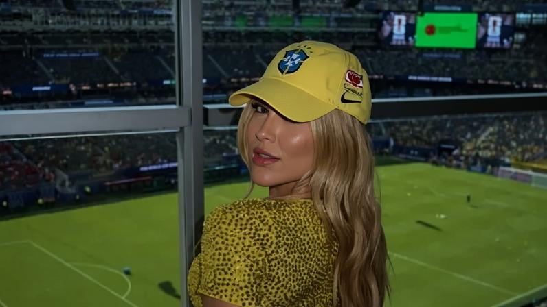 Virginia no camarote do MetLife Stadium, na Copa do Mundo (Instagram/Reprodução)