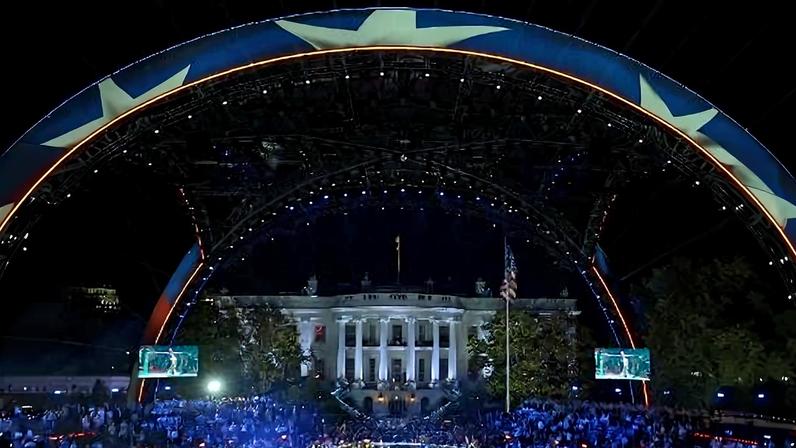 Vista do octógono no UFC Freedom 250, na Casa Branca