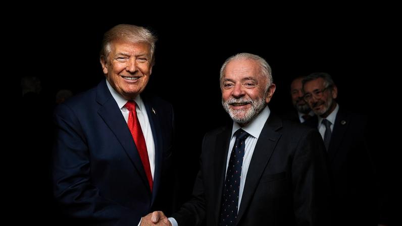 Trump e Lula durante encontro na Casa Branca, em 7 de maio de 2026 — Foto: Presidência da República