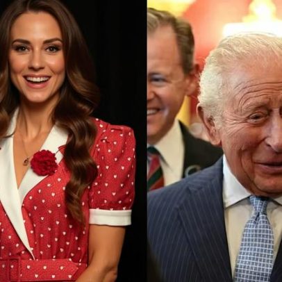 Kate Middleton e Rei Charles em evento de apoio à luta contra o câncer
