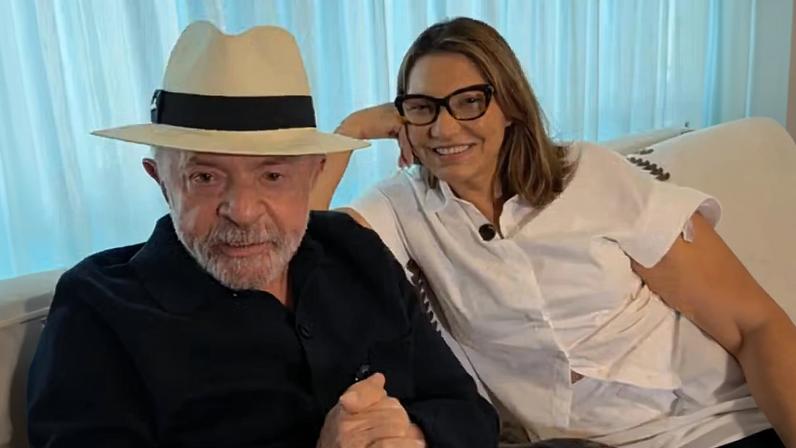 Lula e Janja em live do Dia dos Namorados — Foto: Reprodução/Instagram