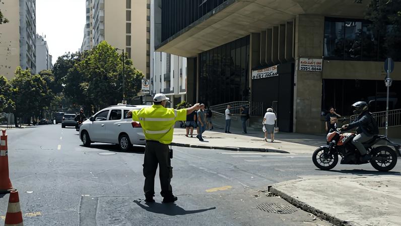 Agente BHTrans orienta trânsito
