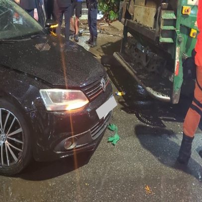 Motorista embriagado atinge caminhão de lixo e atropela gari no DF
