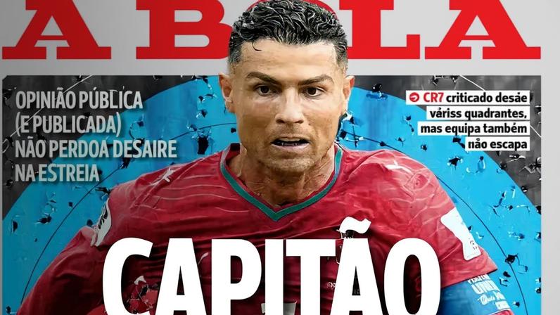 Jornal português estampa CR7 na capa e fala em pressão após estreia — Foto: Reprodução