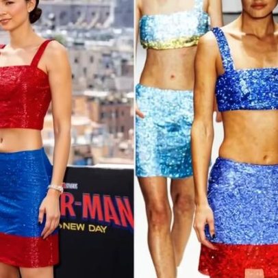 Zendaya usa look Versace de arquivo em homenagem ao Homem-Aranha com Tom Holland