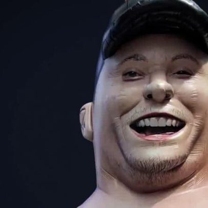 Efígie inflável de Elon Musk em Times Square protesta contra Grok