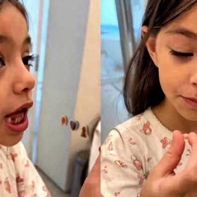 Sabrina Sato elogia a filha Zoe após queda de dentinho de leite