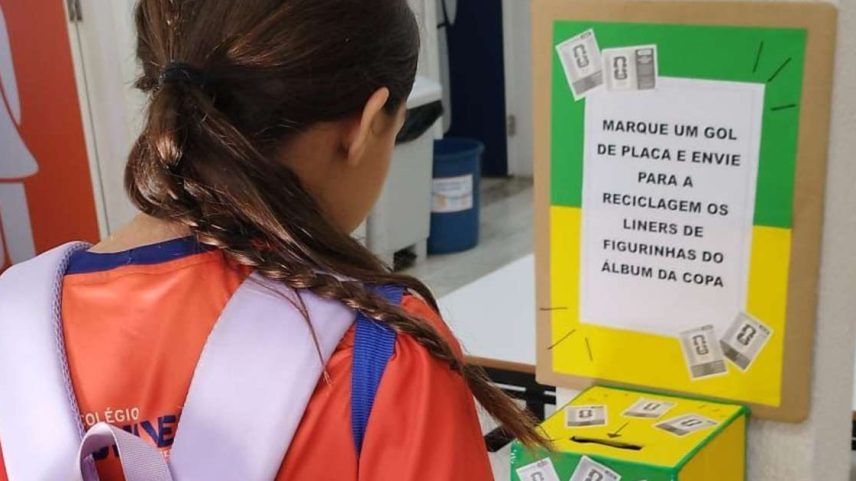 Escolas se unem à Reconectta para recolher e reciclar os "liners" dos álbuns de figurinhas da Copa do Mundo. Entenda a importância do descarte