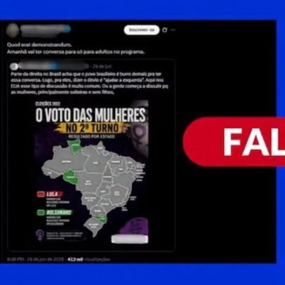 Mapa sobre votação de mulheres por estado em 2022 é falso