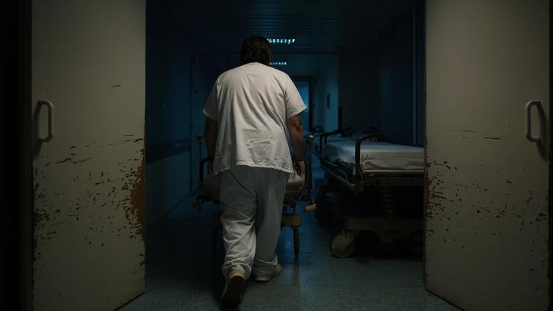 Maqueiro transporta um paciente no pronto-socorro do Hospital Universitário Pellegrin, em Bordeaux; hospitais franceses se preparam para uma nova onda de calor após o mês de junho mais quente já registrado no país.