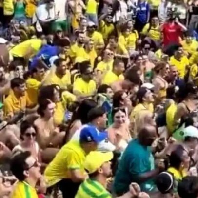 Torcedores brasileiros fazem remada viking ao som de Créu em Times Square