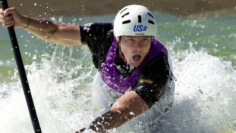 David Hearn fights through the rapids during his first run in the finals on 18 September 2000, at a stadium in Penrith, Australia.