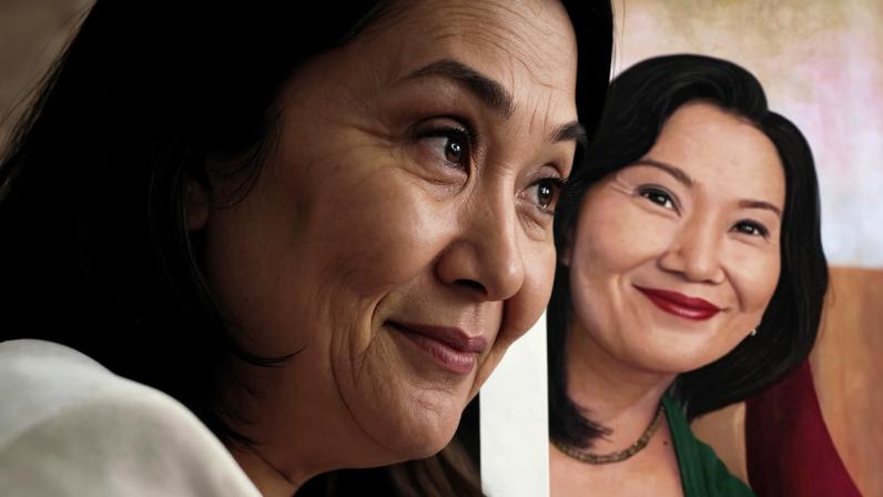 Keiko Fujimori durante entrevista na sede de seu partido, Força Popular, em Lima