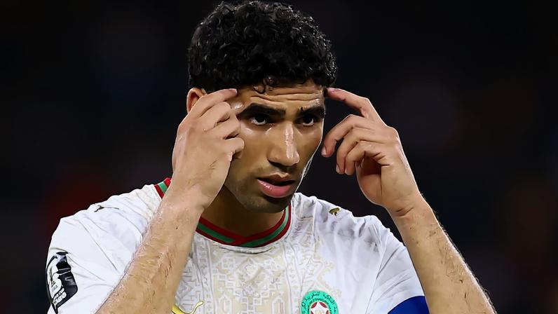 O capitão marroquino, Achraf Hakimi, durante o jogo contra Holanda pela fase de 32 seleções da Copa do Mundo de 2026
