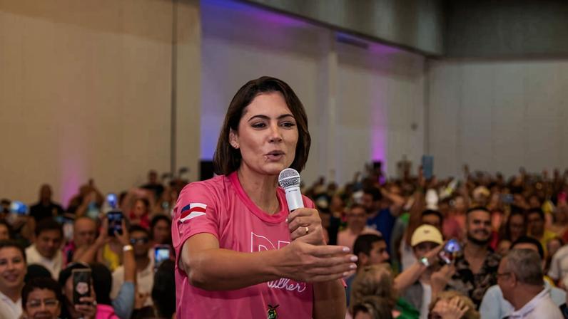 Michelle Bolsonaro durante encontro do PL Mulher Nacional em Manaus, em maio de 2024