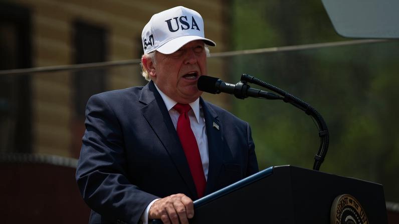 Presidente dos EUA Donald Trump discursa em evento em Medora, na Dakota do Norte