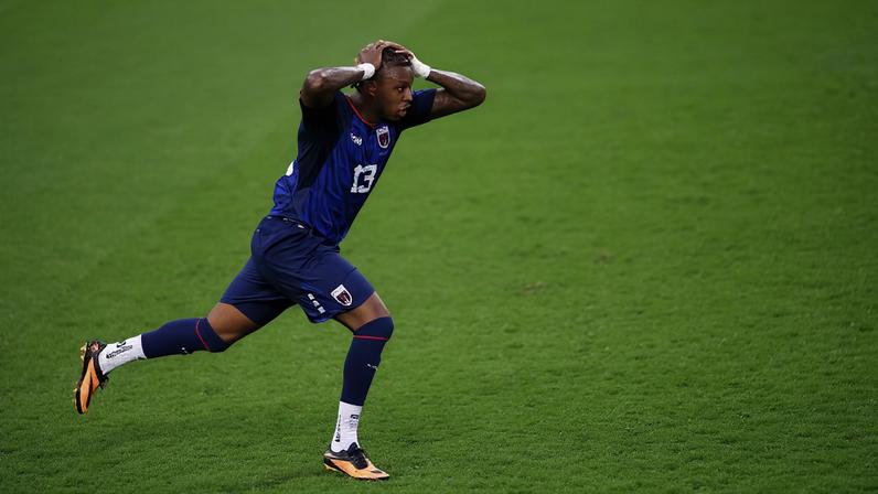 Sidny Lopes Cabral comemora seu gol contra a Argentina, em Miami Gardens, na Copa do Mundo