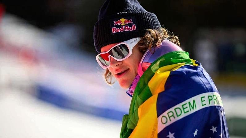 O esquiador Lucas Pinheiro Braathen vence a prova de slalom gigante na Copa do Mundo de Esqui Alpino da FIS 2025-2026, em Kranjska Gora, Eslovênia - Jure Makovec - 7 mar. 2026 / AFP