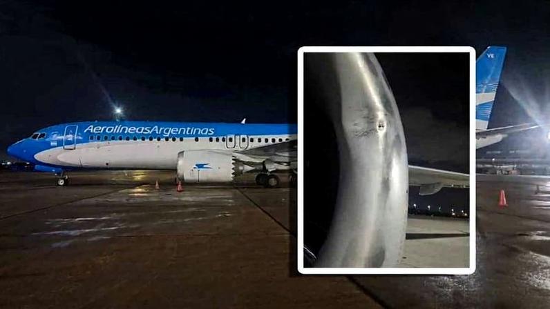 Avião da Aerolíneas Argentinas atingido por drone foi rebocado e passou por inspeções detalhadas