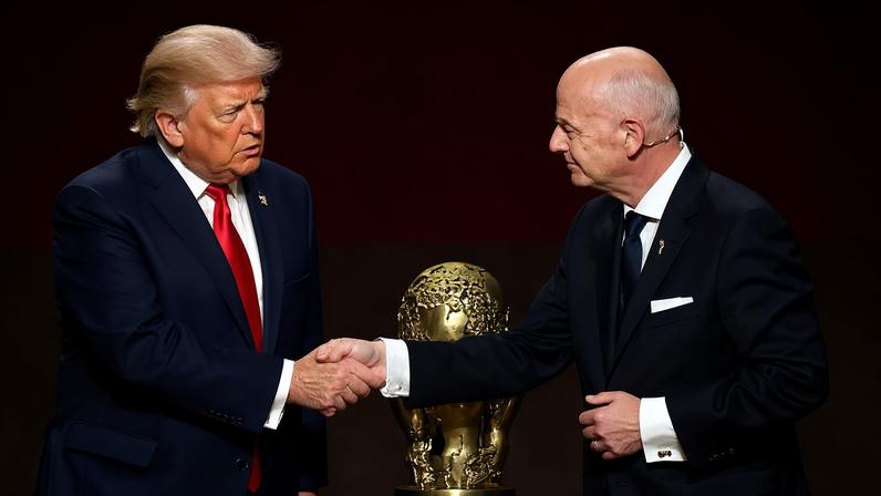 O presidente americano, Donald Trump, e o presidente da Fifa, o italiano Gianni Infantino, em evento em dezembro passado