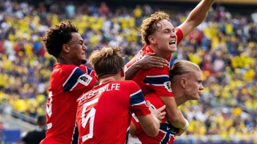 Noruega comemora mais um gol de Erling Haaland –