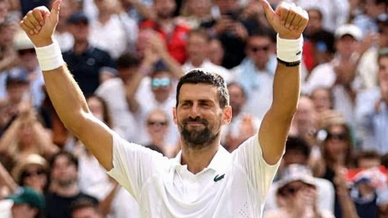 Novak Djokovic is through to is ninth Wimbledon quarter-final in succession.
