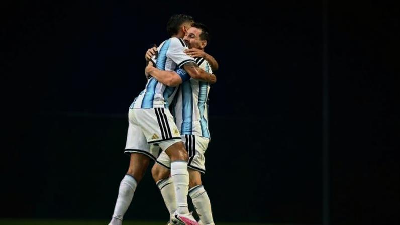 Messi comemorando gol da Argentina sobre Cabo Verde - (crédito: CHANDAN KHANNA / AFP)