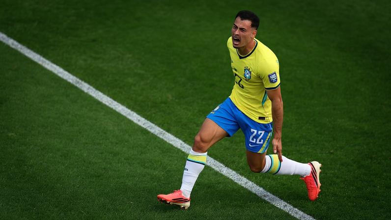 Gabriel Martinelli comemora o gol da vitória do Brasil contra o Japão — Foto: REUTERS/Pedro Nunes