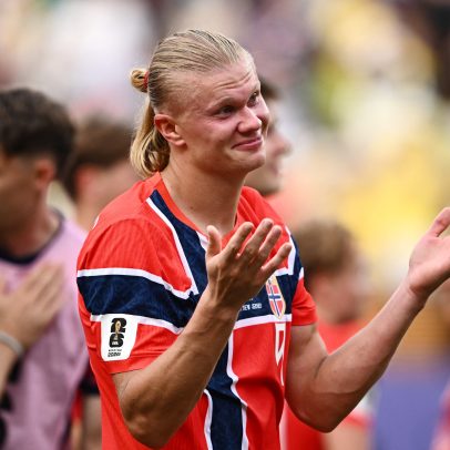 Haaland comemora classificação da Noruega sobre o Brasil