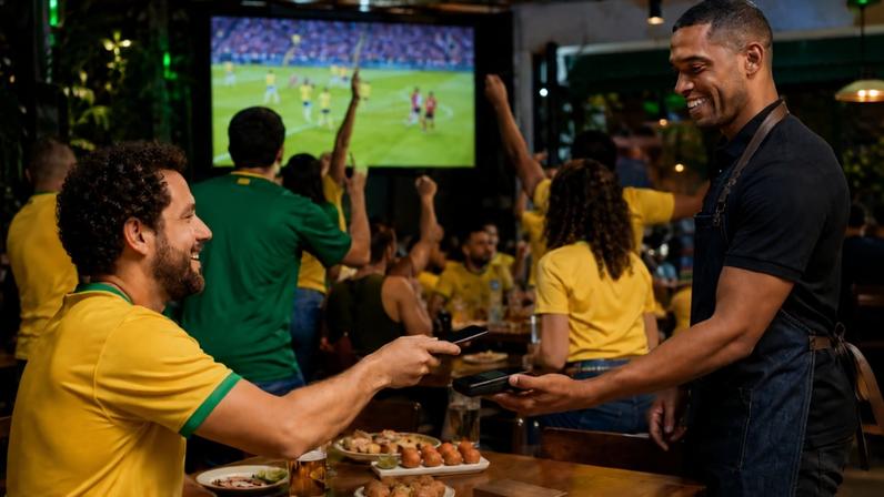 Pix em bares e restaurantes cresce 49% durante o jogo do Brasil