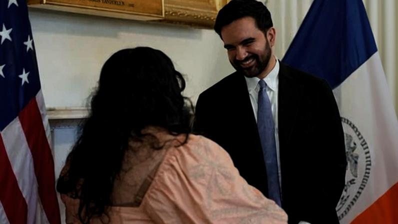 ‘Mamdani’s speech emphasized his vision that the country is at its strongest when we look out for each other.’ Photograph: Anna Connors/UPI/Shutterstock