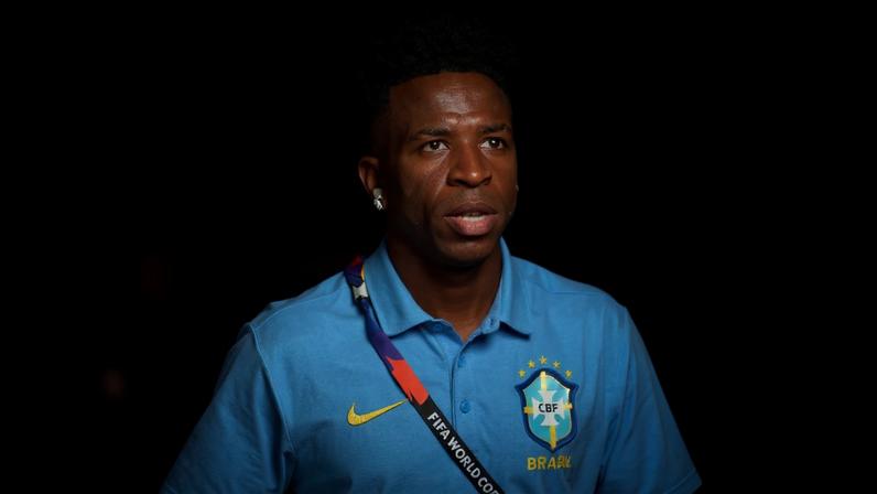 Soccer Football - FIFA World Cup 2026 - Round of 16 - Brazil v Norway - New York New Jersey Stadium, East Rutherford, New Jersey, U.S. - July 5, 2026 Brazil's Vinicius Junior arrives at the stadium ahead of the match REUTERS/John Sibley
