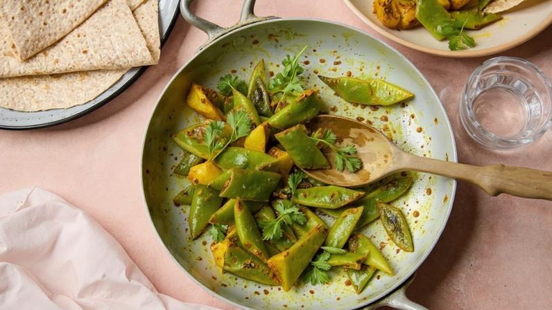 Maunika Gowardhan’s runner beans *phali ki sabzi*.
