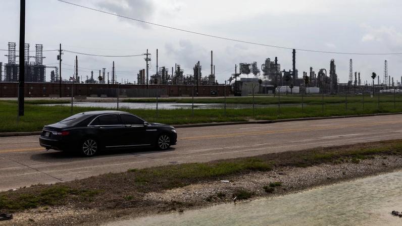 Motiva’s refinery, 100 miles east of Houston, Texas, dominates the town of Port Arthur, which has a population of 55,000. Photograph: Antranik Tavitian/The Guardian