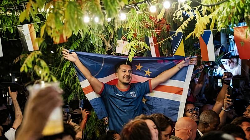 Cape Verde fans in Rotterdam for the match against Argentina.