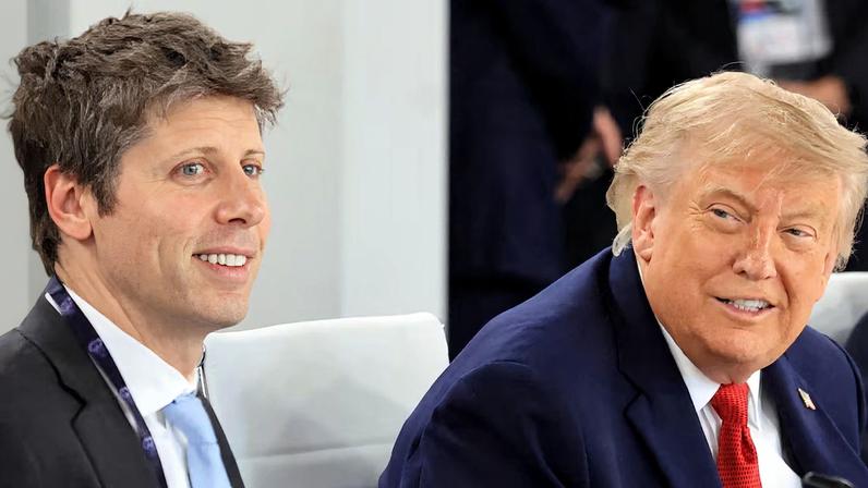 Sam Altman (à esquerda na imagem) já teria conversado com Trump e outros membros do governo americano sobre a proposta