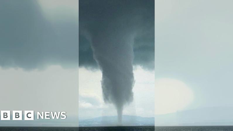 Tromba d'água gigante gira sobre lago na Alemanha