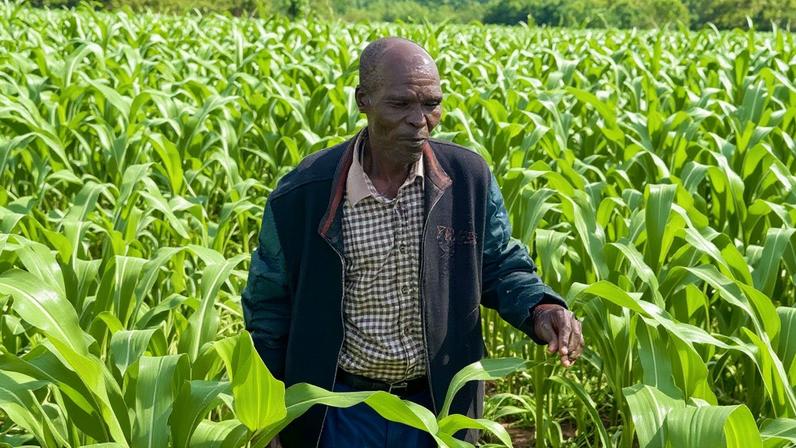 Peter Kitur, a 72-year-old farmer in Trans-Nzoia, Kenya, who buys the government subsidized fertilizer. Photo by Achieng’ Otieino for Mongabay.