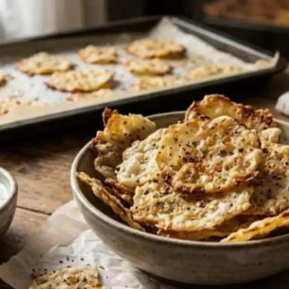 Lascas de polvilho com parmesão: petisco crocante assado fácil