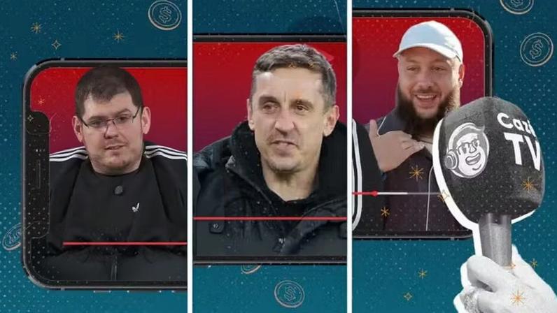 Da esquerda para direita, o inglês Gary Neville, o brasileiro Casimiro Miguel e o francês Zack Nani, que transmitem jogos em seus canais no YouTube