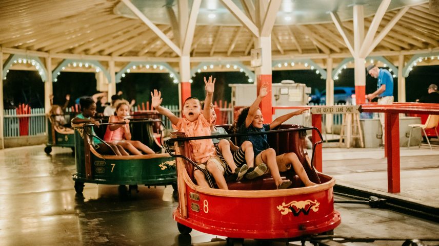 High Speed Thrill Coaster was replaced by Kozmo’s Kurves at Knoebels, but a High Speed Thrill Coaster car can still be seen in “The Rink,” a historical experience at the park.