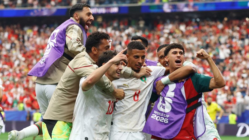 Morocco celebrates after winning the match