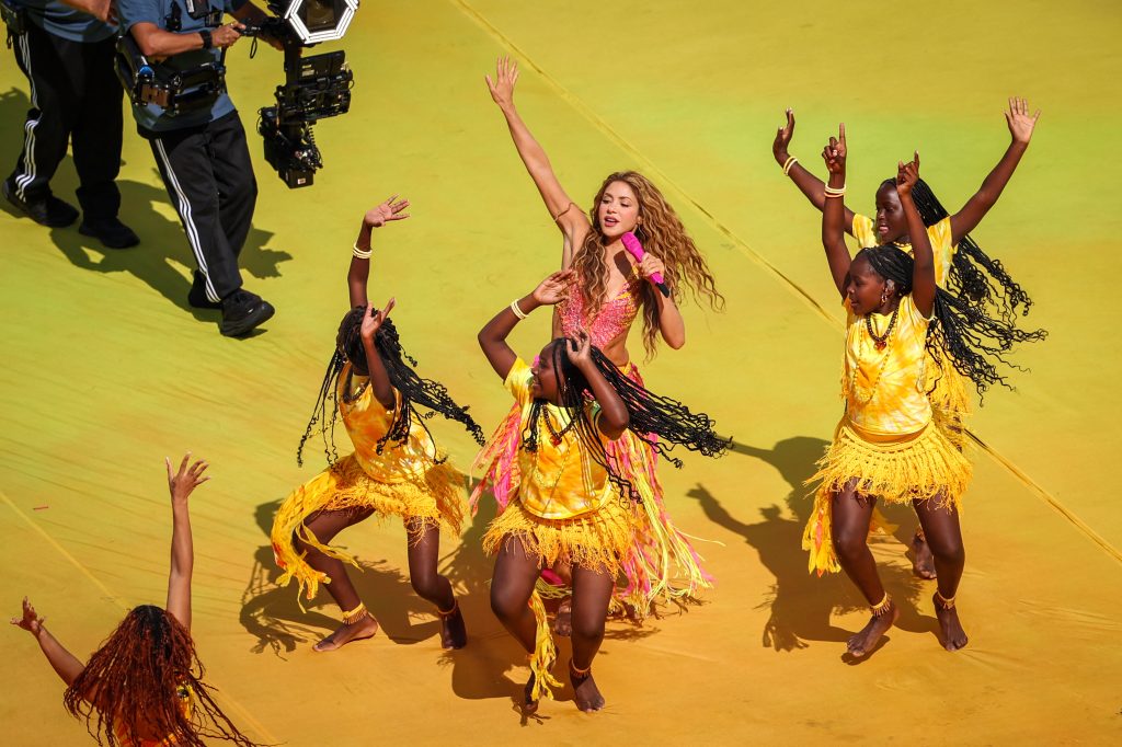 Shakira se apresenta no intervalo da final da Copa do Mundo FIFA EUA 2026 entre Espanha e Argentina no Estádio de Nova York/Nova Jersey em Nova Jersey, Estados Unidos.