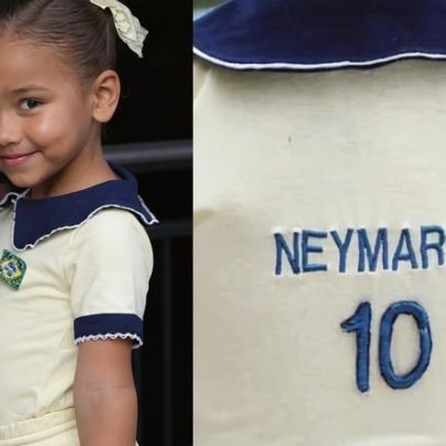 Mavie encanta fãs com look em homenagem ao pai durante jogo contra a Noruega