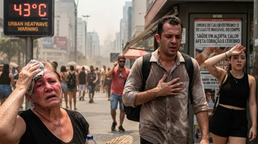 O calor extremo pode alterar suor, coração e temperatura corporal mais do que parece. (Imagem: Fala Ciência via Gemini)